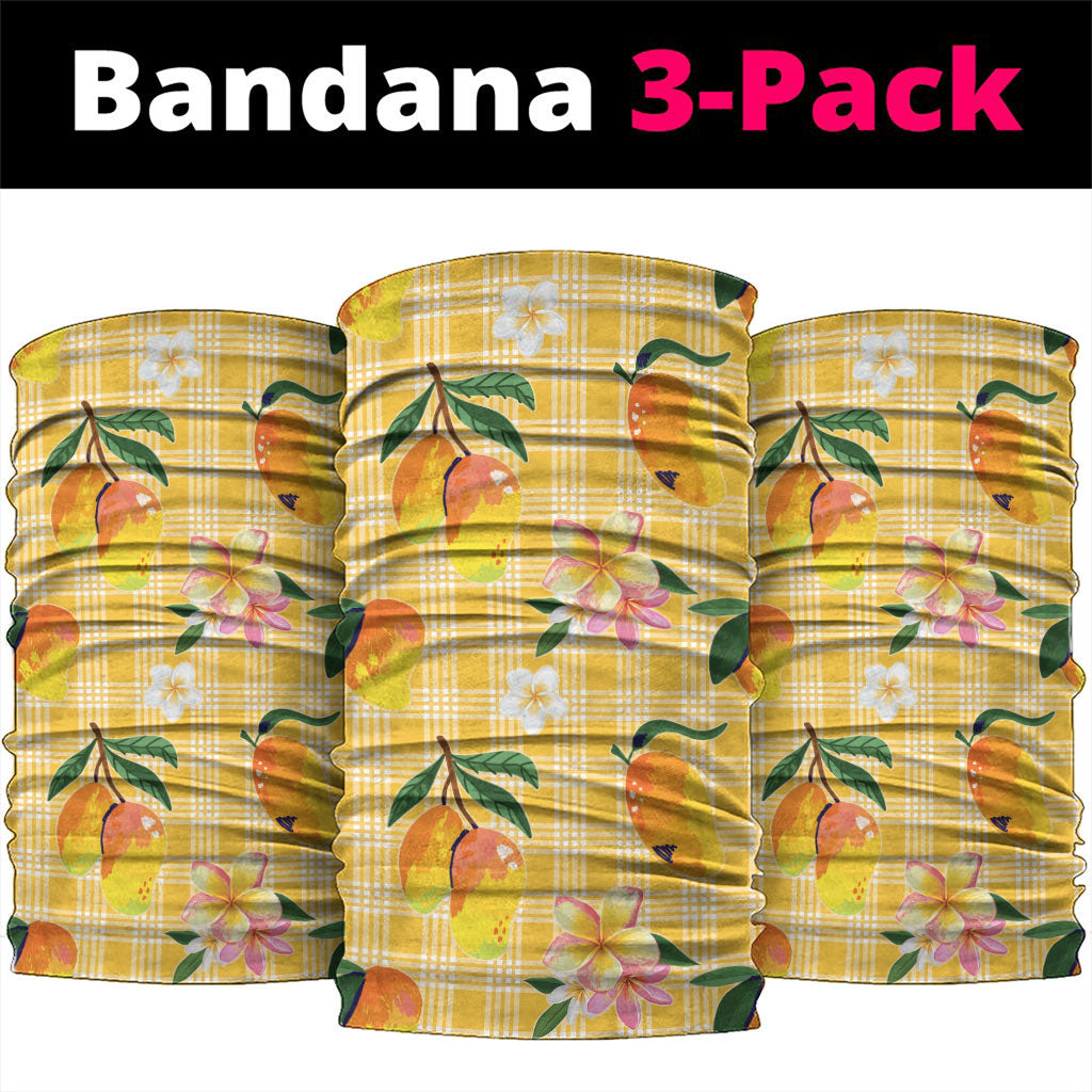 Aloha Hawaii Palaka Print Mango Plumeria Neck Gaiter Fresh Lemon LT7 package One Size: 25*50cm Yellow - Polynesian Pride
