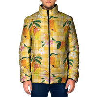 Aloha Hawaii Palaka Print Mango Plumeria Padded Jacket Fresh Lemon LT7 Men Yellow - Polynesian Pride