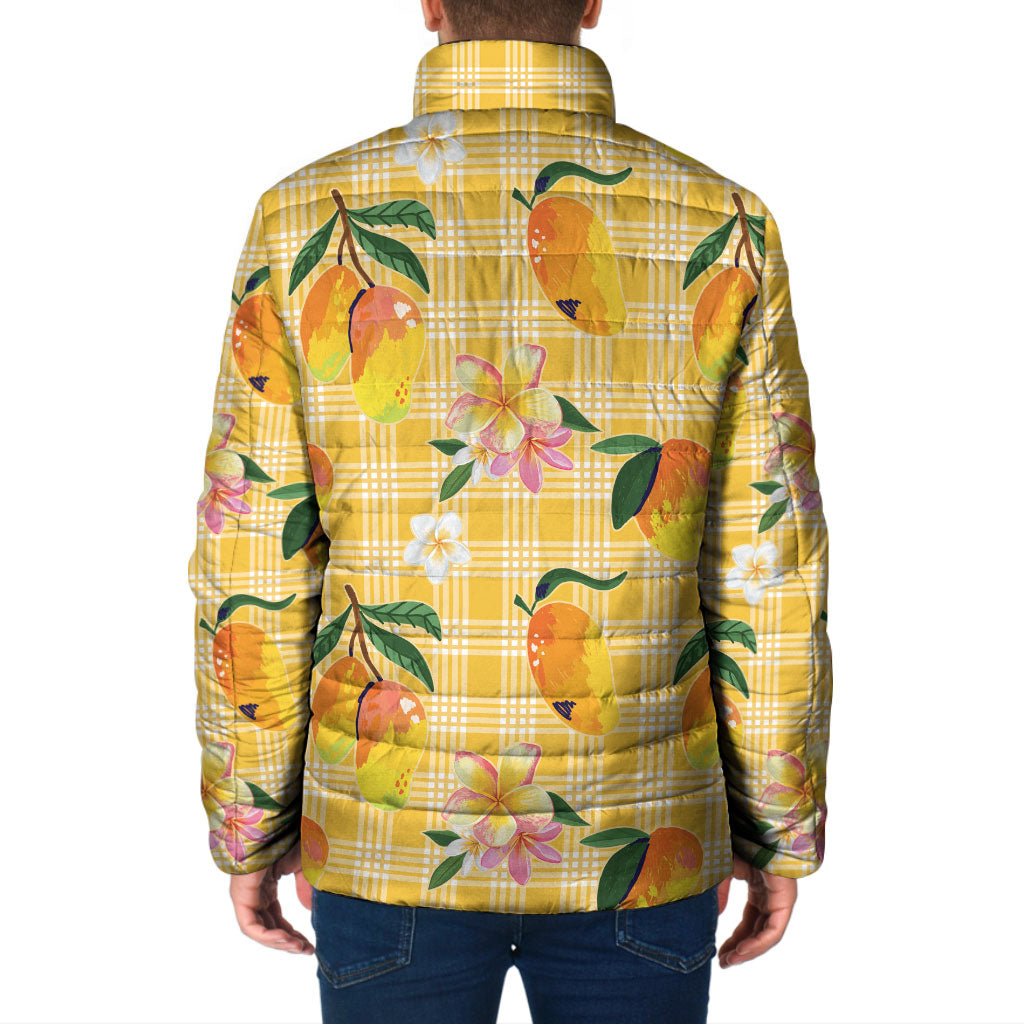 Aloha Hawaii Palaka Print Mango Plumeria Padded Jacket Fresh Lemon LT7 - Polynesian Pride