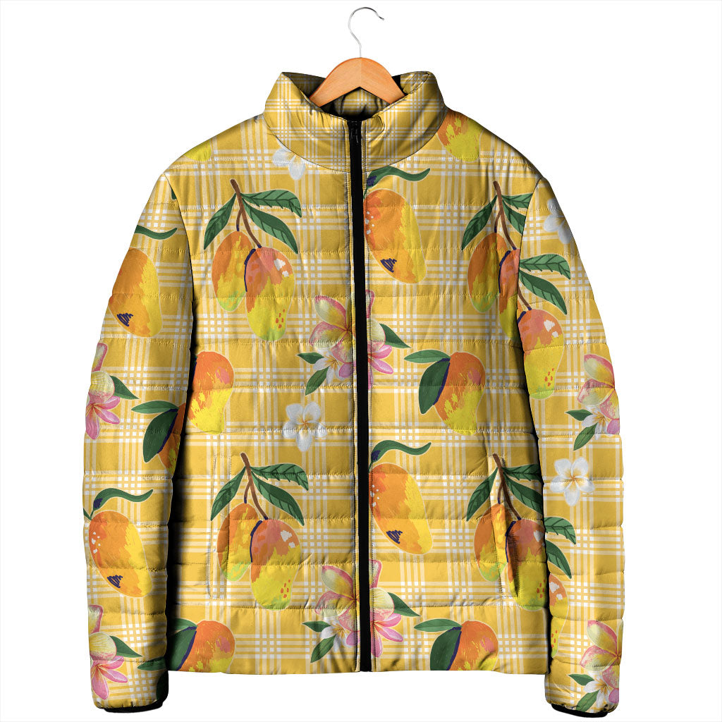 Aloha Hawaii Palaka Print Mango Plumeria Padded Jacket Fresh Lemon LT7 - Polynesian Pride