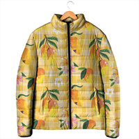 Aloha Hawaii Palaka Print Mango Plumeria Padded Jacket Fresh Lemon LT7 - Polynesian Pride