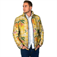 Aloha Hawaii Palaka Print Mango Plumeria Padded Jacket Fresh Lemon LT7 - Polynesian Pride