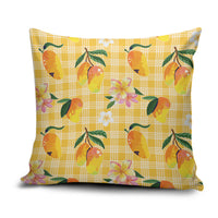 Aloha Hawaii Palaka Print Mango Plumeria Pillow Cover Fresh Lemon LT7 Yellow - Polynesian Pride