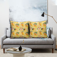 Aloha Hawaii Palaka Print Mango Plumeria Pillow Cover Fresh Lemon LT7 - Polynesian Pride
