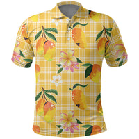 Aloha Hawaii Palaka Print Mango Plumeria Polo Shirt Fresh Lemon LT7 Yellow - Polynesian Pride