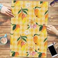Aloha Hawaii Palaka Print Mango Plumeria Puzzle Fresh Lemon LT7 Yellow - Polynesian Pride