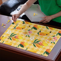 Aloha Hawaii Palaka Print Mango Plumeria Puzzle Fresh Lemon LT7 - Polynesian Pride
