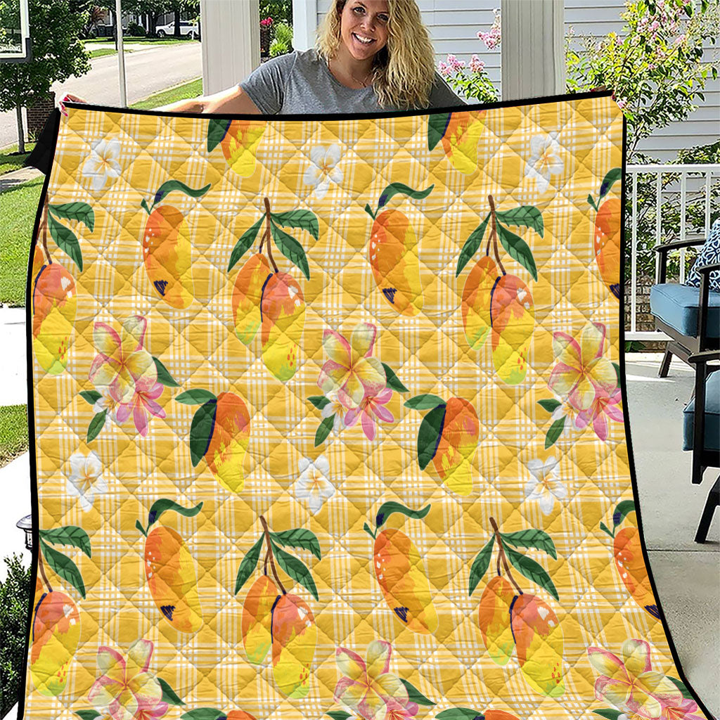 Aloha Hawaii Palaka Print Mango Plumeria Quilt Fresh Lemon LT7 Yellow - Polynesian Pride