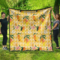 Aloha Hawaii Palaka Print Mango Plumeria Quilt Fresh Lemon LT7 - Polynesian Pride