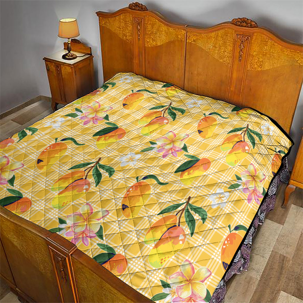 Aloha Hawaii Palaka Print Mango Plumeria Quilt Fresh Lemon LT7 - Polynesian Pride