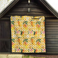 Aloha Hawaii Palaka Print Mango Plumeria Quilt Fresh Lemon LT7 - Polynesian Pride