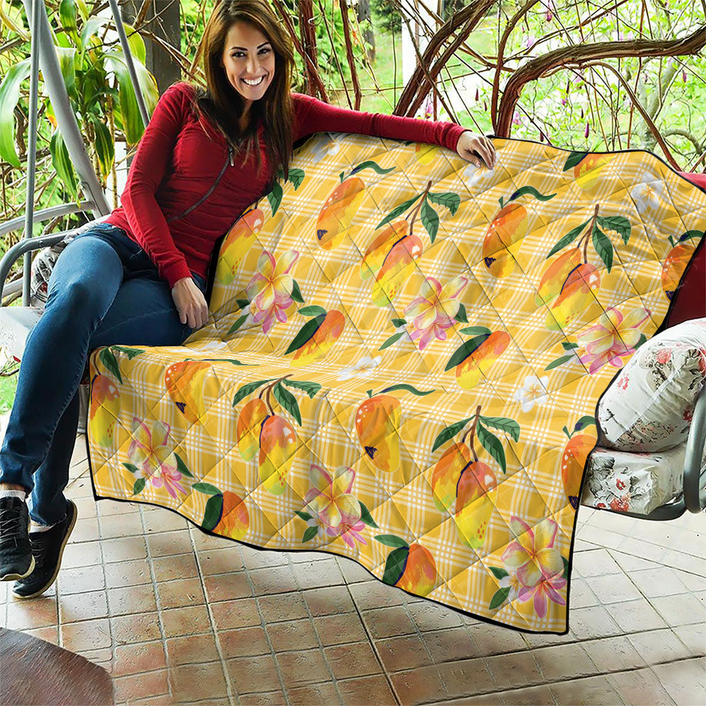 Aloha Hawaii Palaka Print Mango Plumeria Quilt Fresh Lemon LT7 - Polynesian Pride