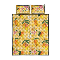 Aloha Hawaii Palaka Print Mango Plumeria Quilt Bed Set Fresh Lemon LT7 - Polynesian Pride