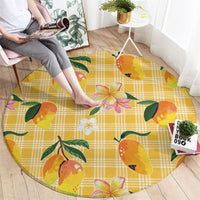 Aloha Hawaii Palaka Print Mango Plumeria Round Carpet Fresh Lemon LT7 - Polynesian Pride