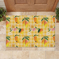 Aloha Hawaii Palaka Print Mango Plumeria Rubber Doormat Fresh Lemon LT7 Yellow - Polynesian Pride