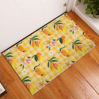 Aloha Hawaii Palaka Print Mango Plumeria Rubber Doormat Fresh Lemon LT7 - Polynesian Pride