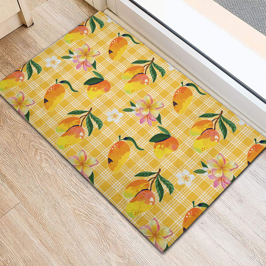 Aloha Hawaii Palaka Print Mango Plumeria Rubber Doormat Fresh Lemon LT7 - Polynesian Pride