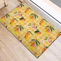Aloha Hawaii Palaka Print Mango Plumeria Rubber Doormat Fresh Lemon LT7 - Polynesian Pride