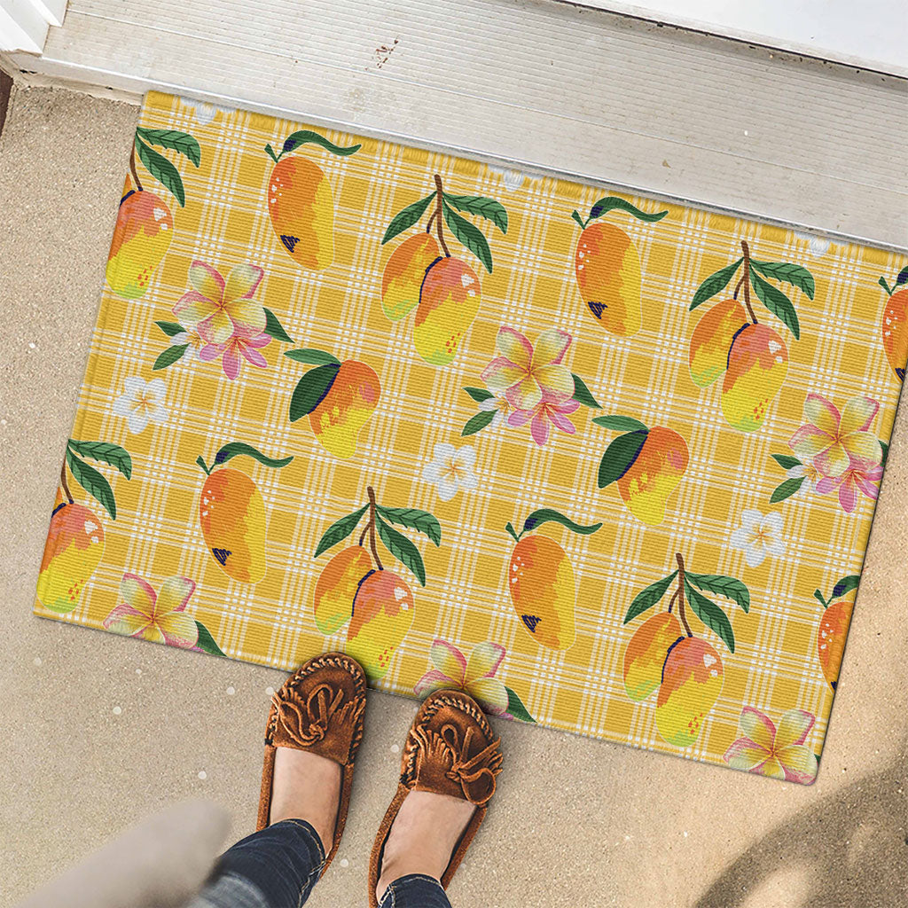 Aloha Hawaii Palaka Print Mango Plumeria Rubber Doormat Fresh Lemon LT7 - Polynesian Pride