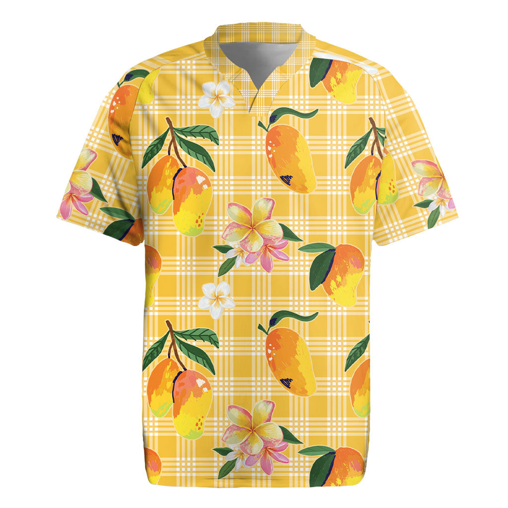 Aloha Hawaii Palaka Print Mango Plumeria Rugby Jersey Fresh Lemon LT7 Yellow - Polynesian Pride