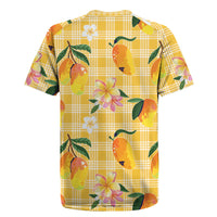Aloha Hawaii Palaka Print Mango Plumeria Rugby Jersey Fresh Lemon LT7 - Polynesian Pride