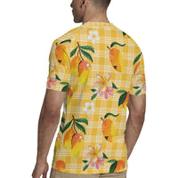 Aloha Hawaii Palaka Print Mango Plumeria Rugby Jersey Fresh Lemon LT7 - Polynesian Pride
