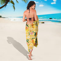 Aloha Hawaii Palaka Print Mango Plumeria Sarong Fresh Lemon LT7 - Polynesian Pride