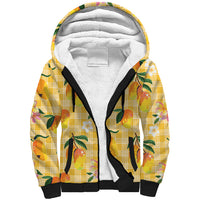 Aloha Hawaii Palaka Print Mango Plumeria Sherpa Hoodie Fresh Lemon LT7 Unisex Yellow - Polynesian Pride
