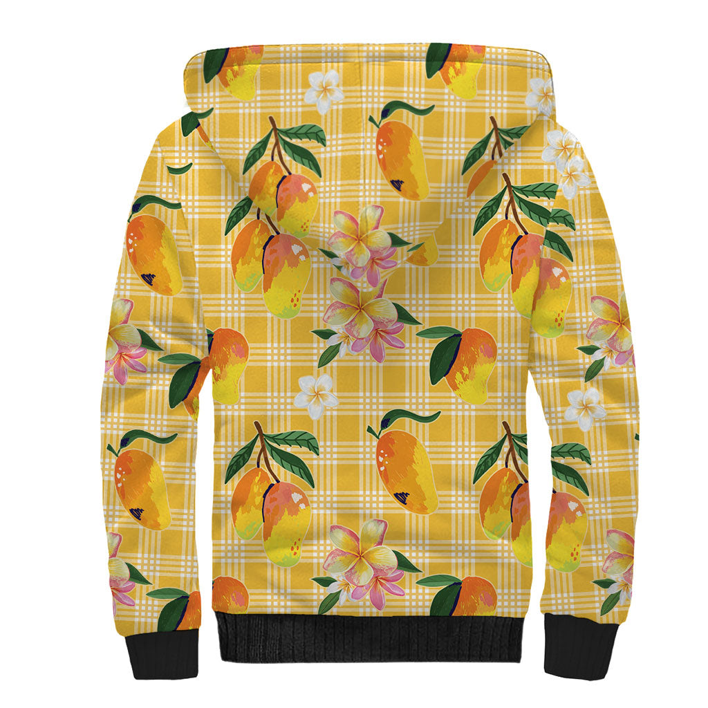 Aloha Hawaii Palaka Print Mango Plumeria Sherpa Hoodie Fresh Lemon LT7 - Polynesian Pride
