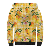Aloha Hawaii Palaka Print Mango Plumeria Sherpa Hoodie Fresh Lemon LT7 - Polynesian Pride