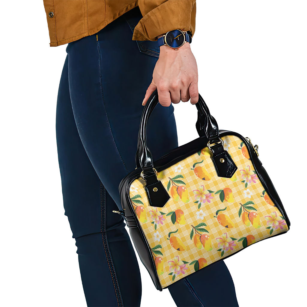Aloha Hawaii Palaka Print Mango Plumeria Shoulder Handbag Fresh Lemon LT7 - Polynesian Pride