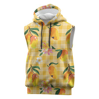 Aloha Hawaii Palaka Print Mango Plumeria Sleeveless Hoodie Fresh Lemon LT7 Yellow - Polynesian Pride
