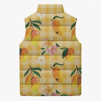 Aloha Hawaii Palaka Print Mango Plumeria Sleeveless Puffer Jacket Fresh Lemon LT7 - Polynesian Pride