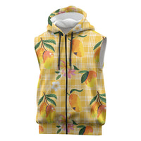 Aloha Hawaii Palaka Print Mango Plumeria Sleeveless Zip Hoodie Fresh Lemon LT7 Yellow - Polynesian Pride