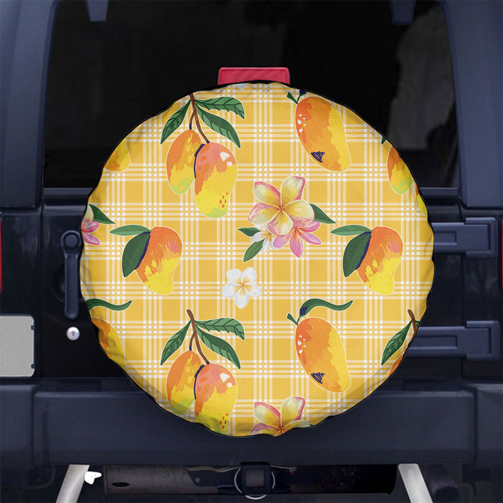Aloha Hawaii Palaka Print Mango Plumeria Spare Tire Cover Fresh Lemon LT7 No hole Yellow - Polynesian Pride