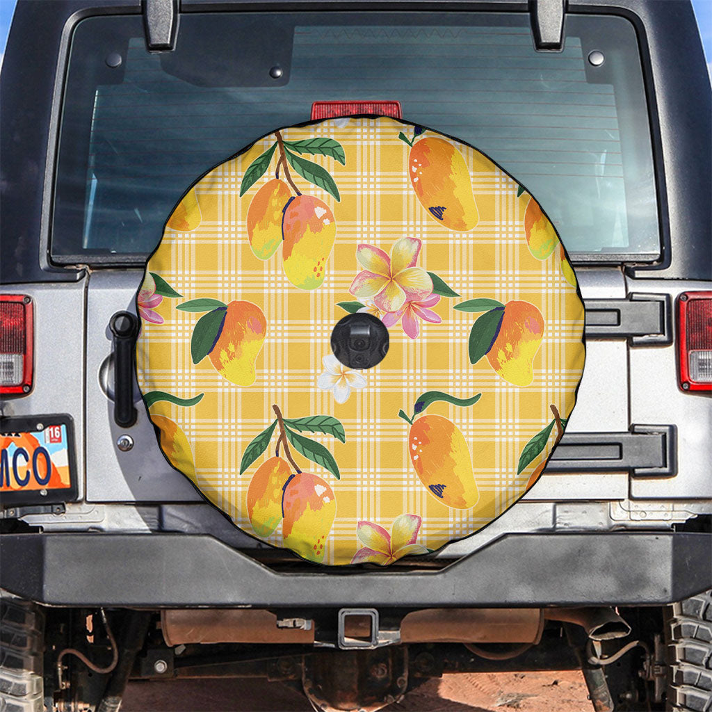 Aloha Hawaii Palaka Print Mango Plumeria Spare Tire Cover Fresh Lemon LT7 Yellow - Polynesian Pride