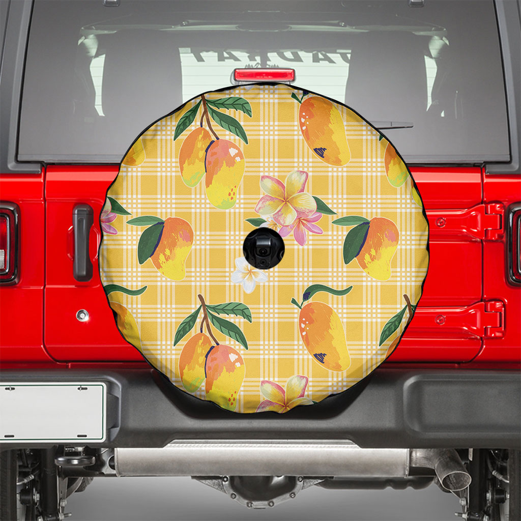 Aloha Hawaii Palaka Print Mango Plumeria Spare Tire Cover Fresh Lemon LT7 - Polynesian Pride