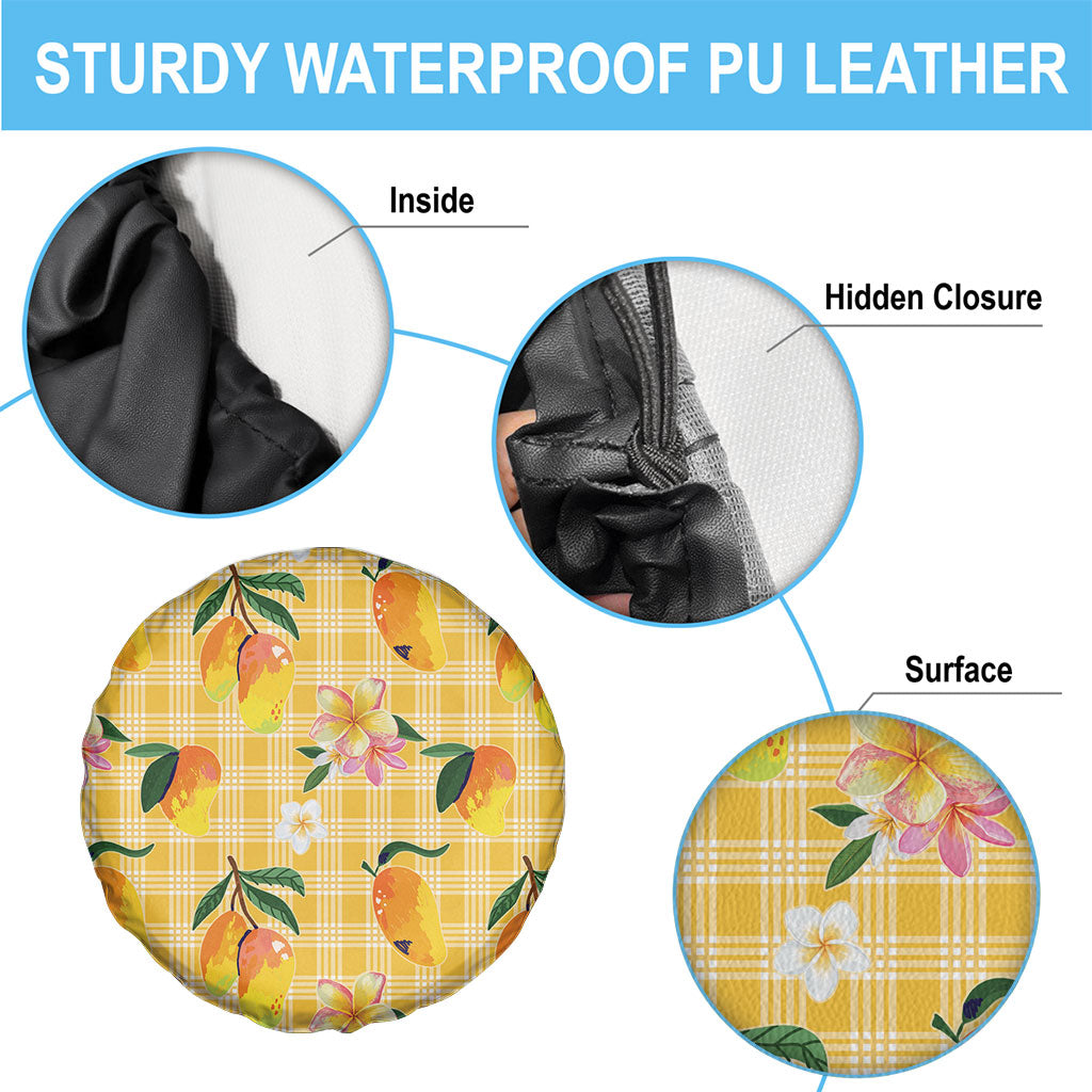 Aloha Hawaii Palaka Print Mango Plumeria Spare Tire Cover Fresh Lemon LT7 - Polynesian Pride