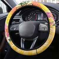 Aloha Hawaii Palaka Print Mango Plumeria Steering Wheel Cover Fresh Lemon LT7 - Polynesian Pride
