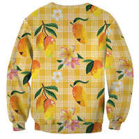 Aloha Hawaii Palaka Print Mango Plumeria Sweatshirt Fresh Lemon LT7 - Polynesian Pride
