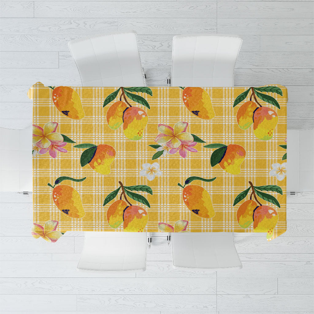Aloha Hawaii Palaka Print Mango Plumeria Tablecloth Fresh Lemon LT7 Yellow - Polynesian Pride