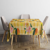 Aloha Hawaii Palaka Print Mango Plumeria Tablecloth Fresh Lemon LT7 - Polynesian Pride