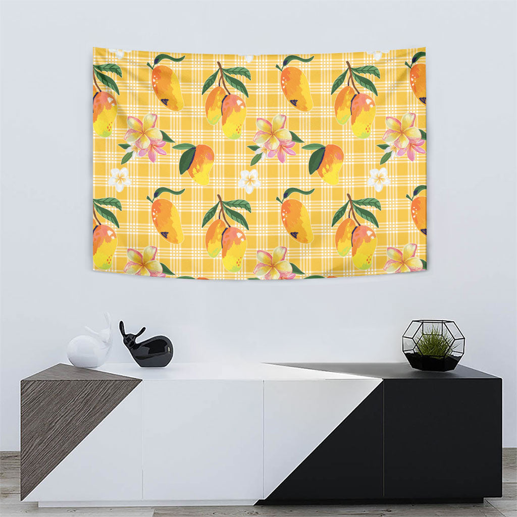 Aloha Hawaii Palaka Print Mango Plumeria Tapestry Fresh Lemon LT7 - Polynesian Pride
