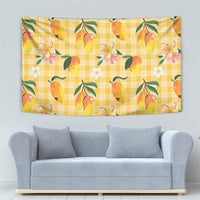 Aloha Hawaii Palaka Print Mango Plumeria Tapestry Fresh Lemon LT7 - Polynesian Pride