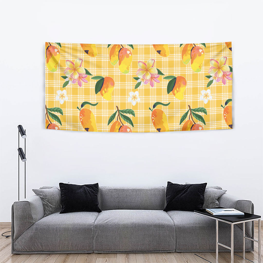 Aloha Hawaii Palaka Print Mango Plumeria Tapestry Fresh Lemon LT7 - Polynesian Pride