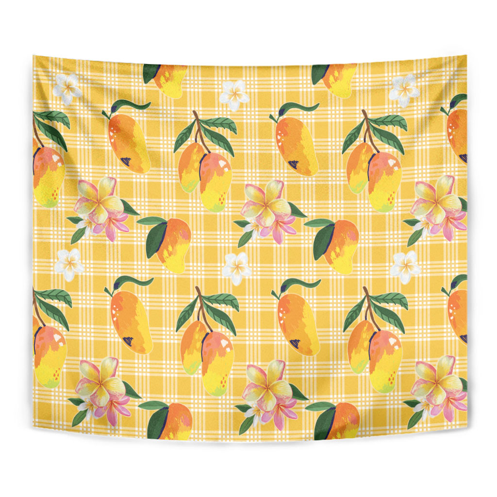 Aloha Hawaii Palaka Print Mango Plumeria Tapestry Fresh Lemon LT7 - Polynesian Pride