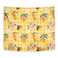 Aloha Hawaii Palaka Print Mango Plumeria Tapestry Fresh Lemon LT7 - Polynesian Pride