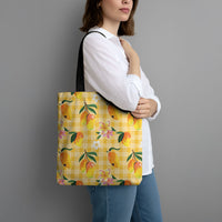 Aloha Hawaii Palaka Print Mango Plumeria Tote Bag Fresh Lemon LT7 - Polynesian Pride