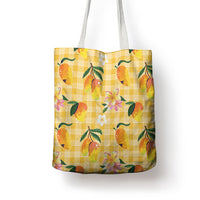 Aloha Hawaii Palaka Print Mango Plumeria Tote Bag Fresh Lemon LT7 - Polynesian Pride