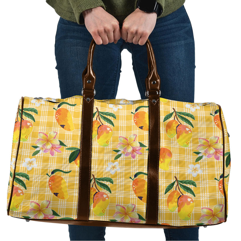 Aloha Hawaii Palaka Print Mango Plumeria Travel Bag Fresh Lemon LT7 Yellow - Polynesian Pride